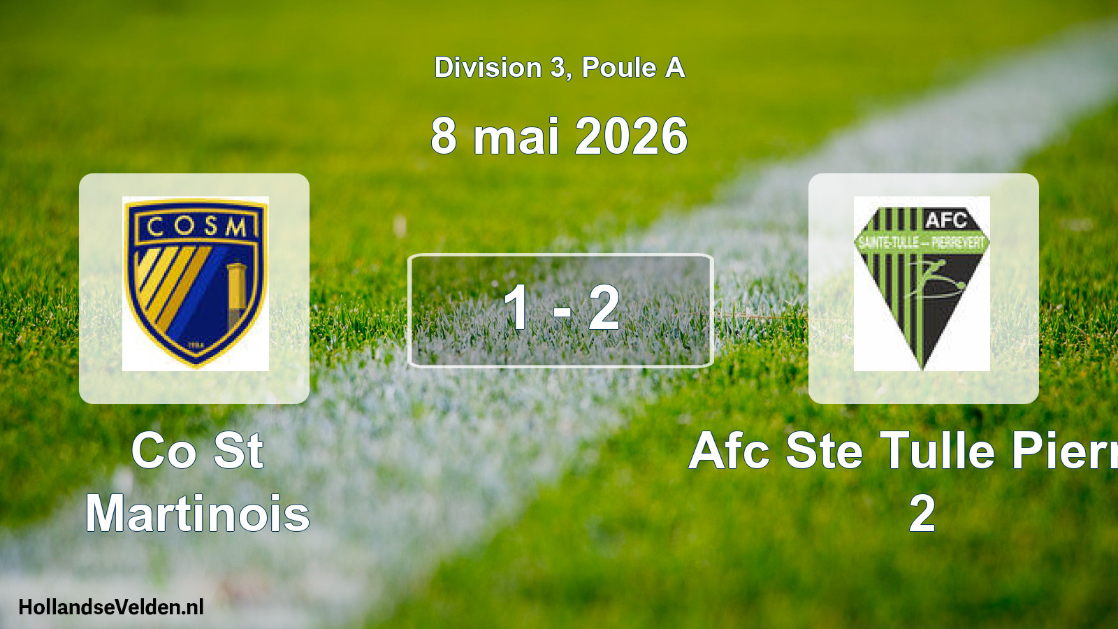 Total number of matches played: Co St Martinois - Afc Ste Tulle Pierre 2 1 - 2 (8 May 2026)