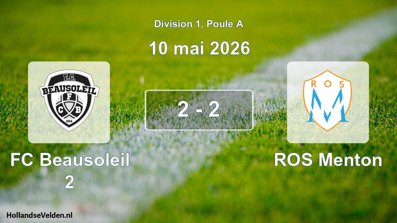 Match joué: FC Beausoleil 2 - ROS Menton 2 - 2 (10 mai 2026)