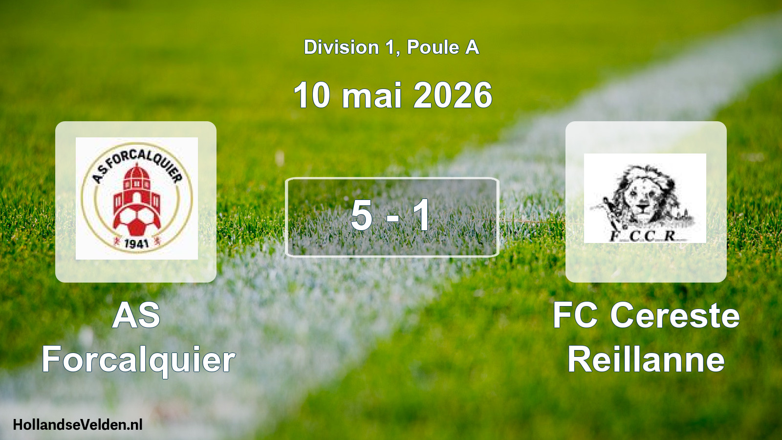 Match joué: AS Forcalquier - FC Cereste Reillanne 5 - 1 (10 mai 2026)