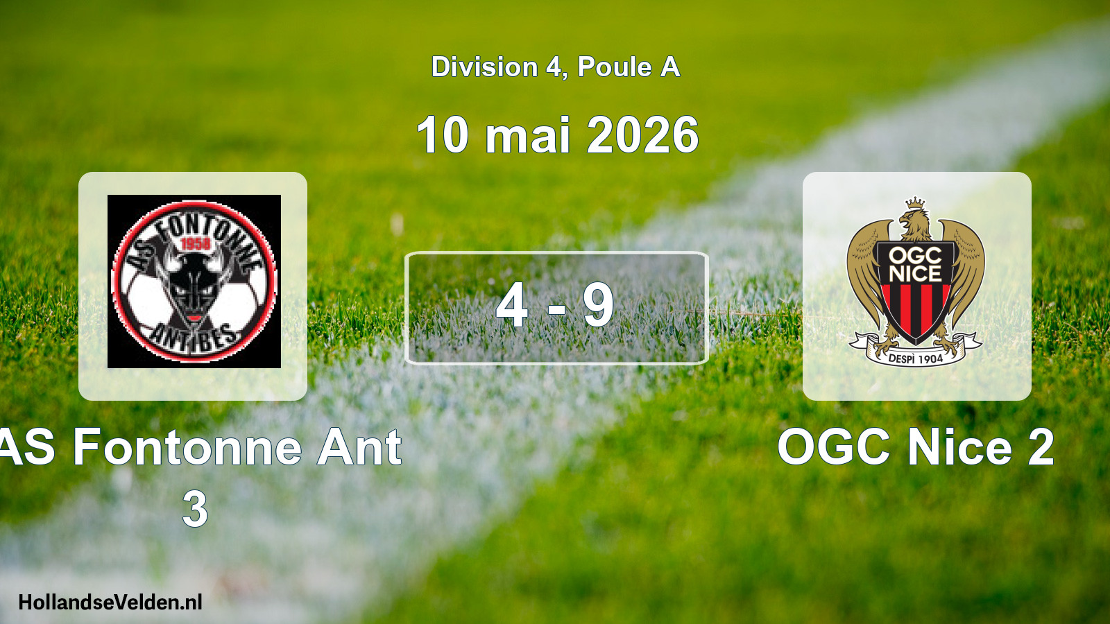 Match joué: AS Fontonne Ant 3 - OGC Nice 2 4 - 9 (10 mai 2026)