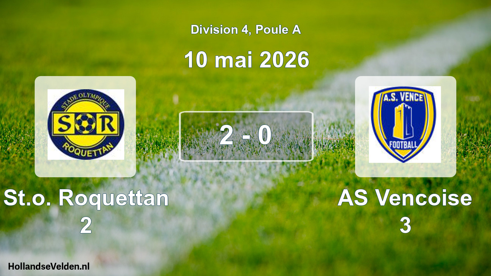 Total number of matches played: St.o. Roquettan 2 - AS Vencoise 3 2 - 0 (10 May 2026)