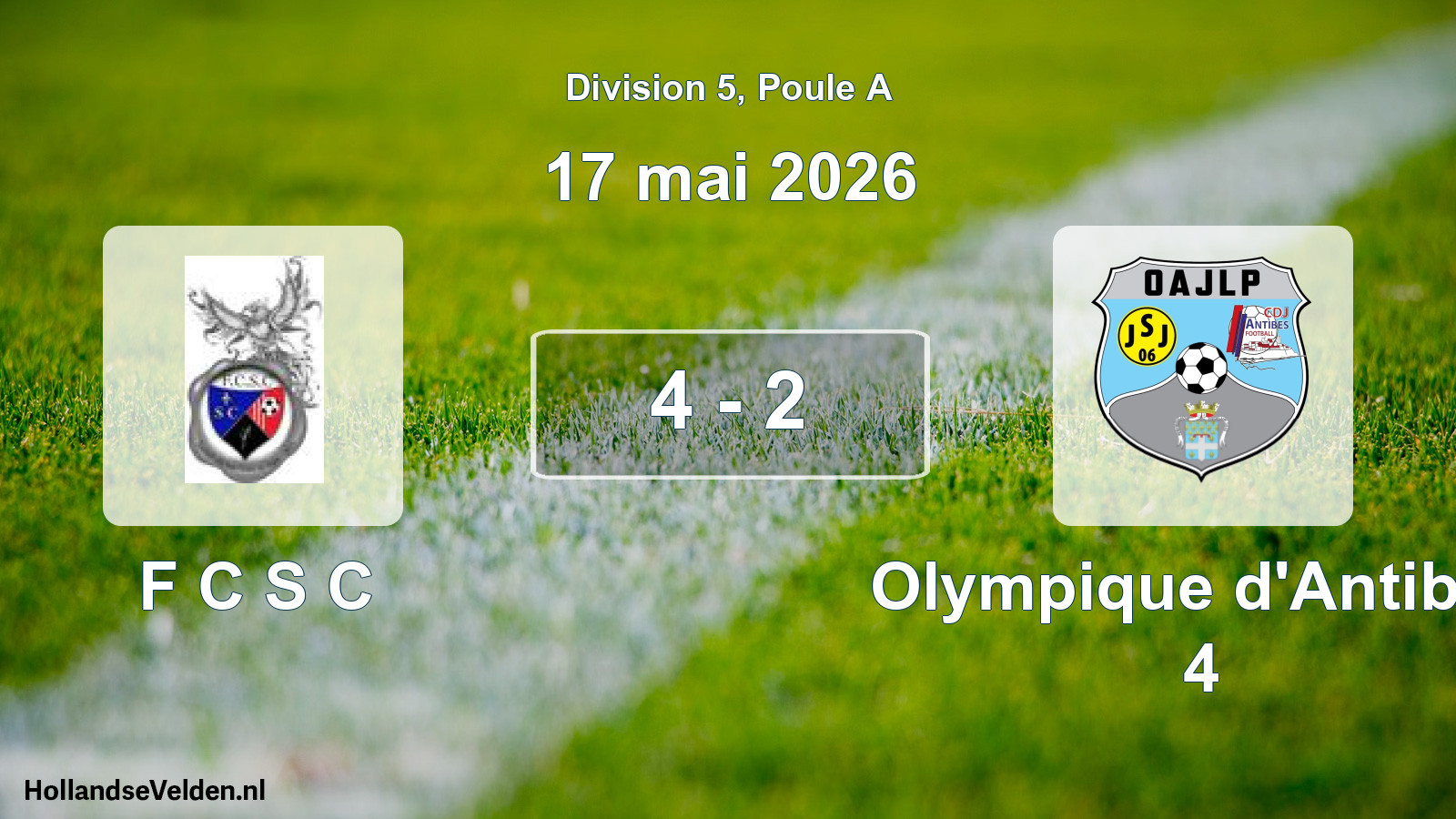 Match joué: F C S C - Olympique d'Antibes 4 4 - 2 (17 mai 2026)