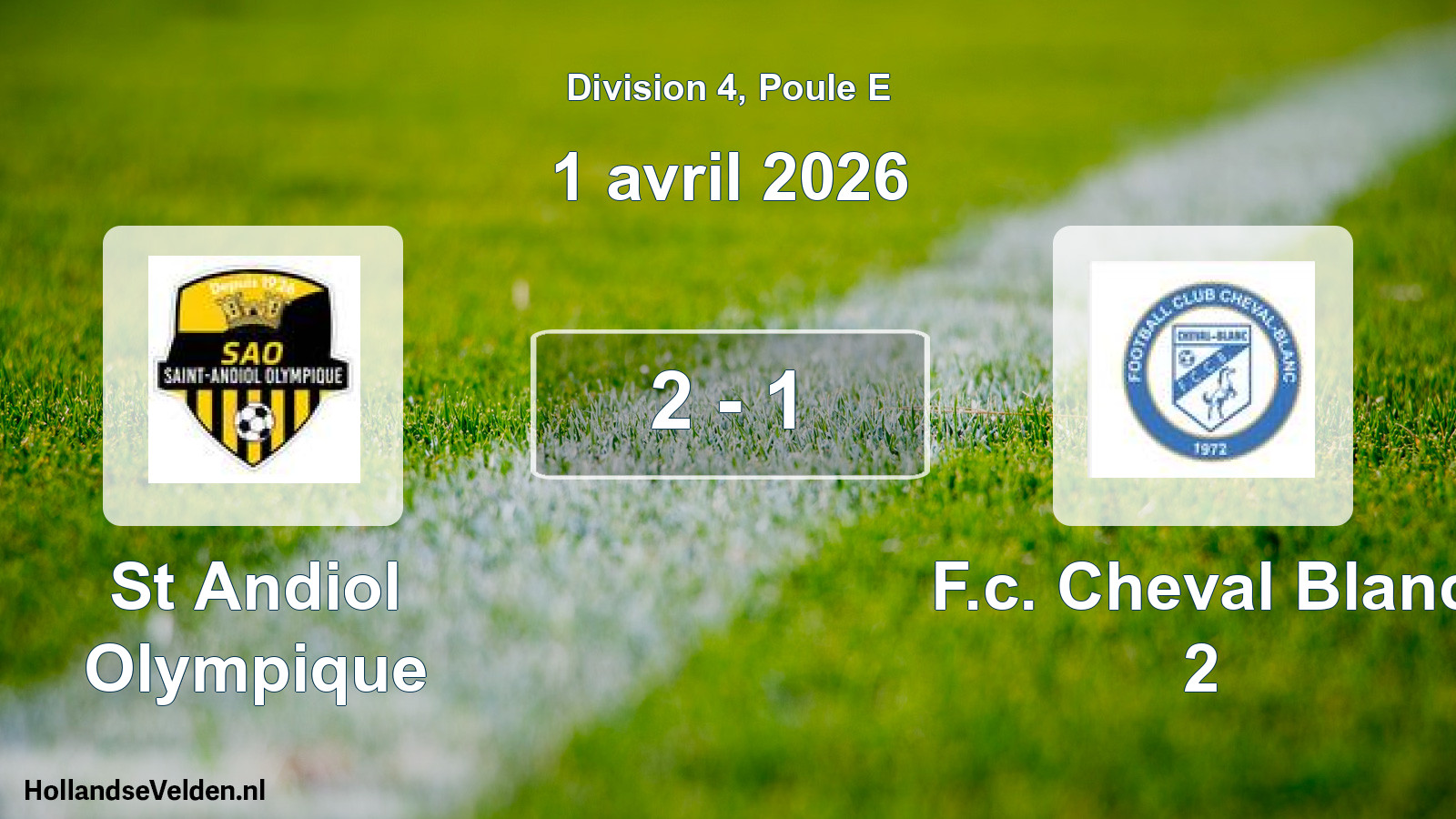 Total number of matches played: St Andiol Olympique - F.c. Cheval Blanc 2 2 - 1 (1 April 2026)