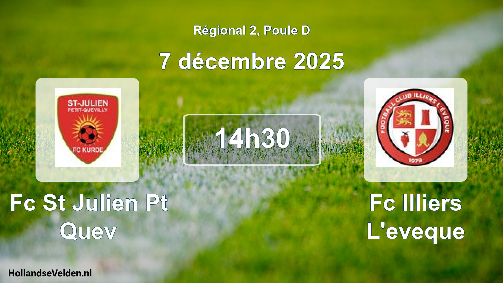Geplande wedstrijd: Fc St Julien Pt Quev - Fc Illiers L'eveque (7 décembre 2025)
