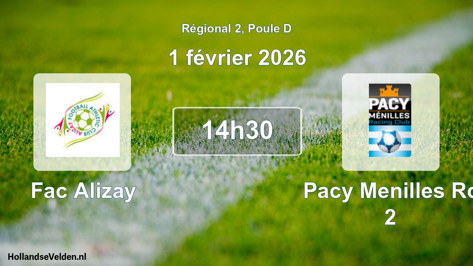 Geplande wedstrijd: Fac Alizay - Pacy Menilles Rc 2 (1 février 2026)
