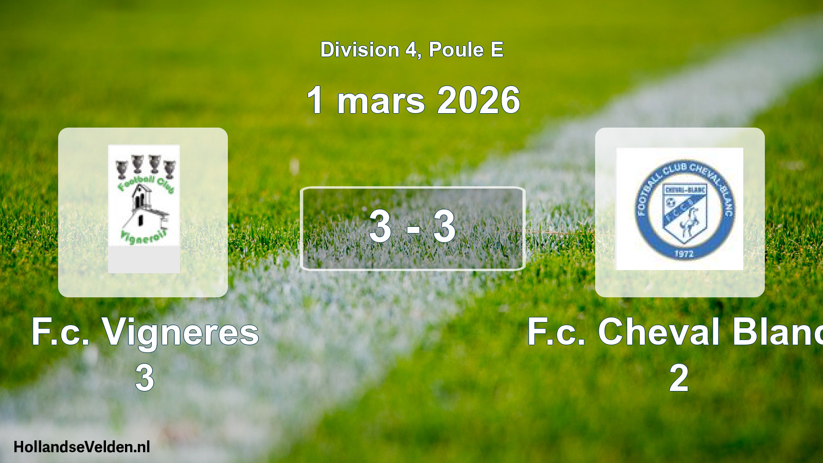 Total number of matches played: F.c. Vigneres 3 - F.c. Cheval Blanc 2 3 - 3 (1 March 2026)