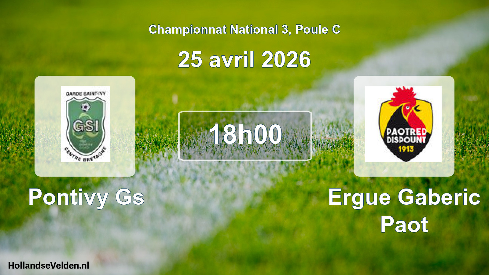 Geplande wedstrijd: Pontivy Gs - Ergue Gaberic Paot (25 april 2026)