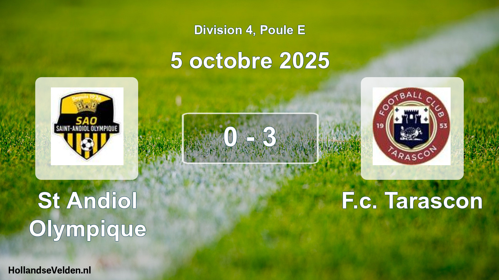Total number of matches played: St Andiol Olympique - F.c. Tarascon 0 - 3 (5 October 2025)