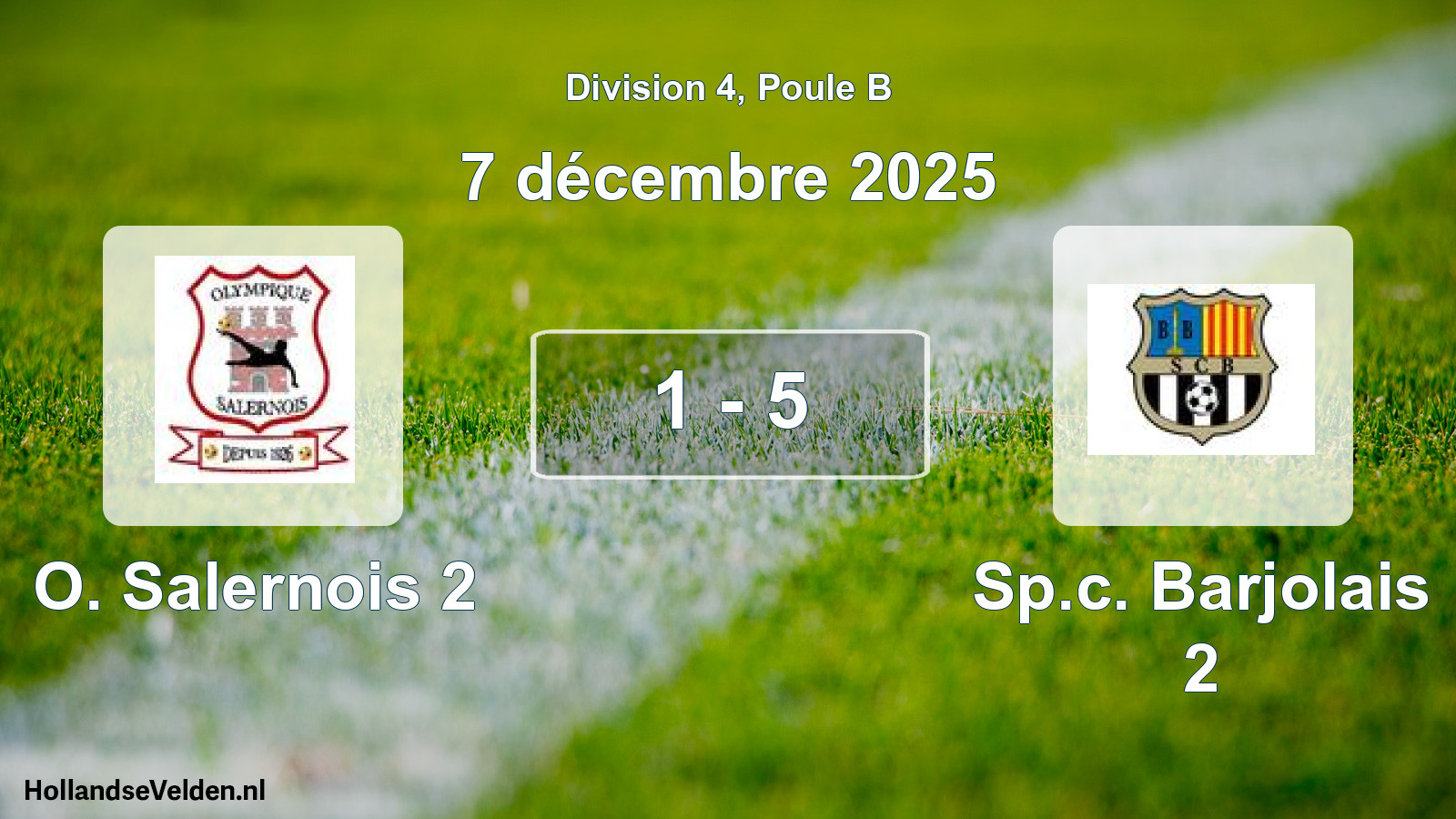 Match joué: O. Salernois 2 - Sp.c. Barjolais 2 1 - 5 (7 décembre 2025)