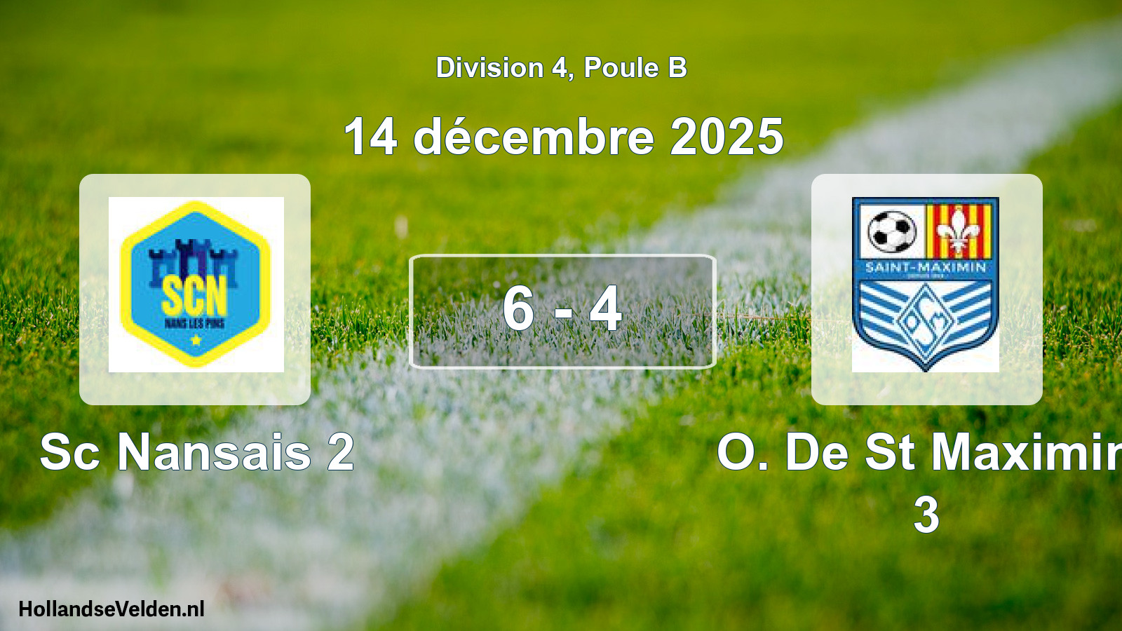 Match joué: Sc Nansais 2 - O. De St Maximin 3 6 - 4 (14 décembre 2025)