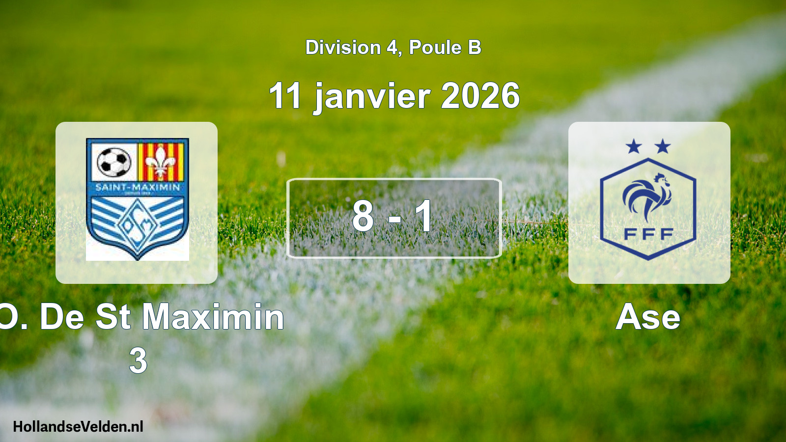 Total number of matches played: O. De St Maximin 3 - Ase 8 - 1 (11 January 2026)