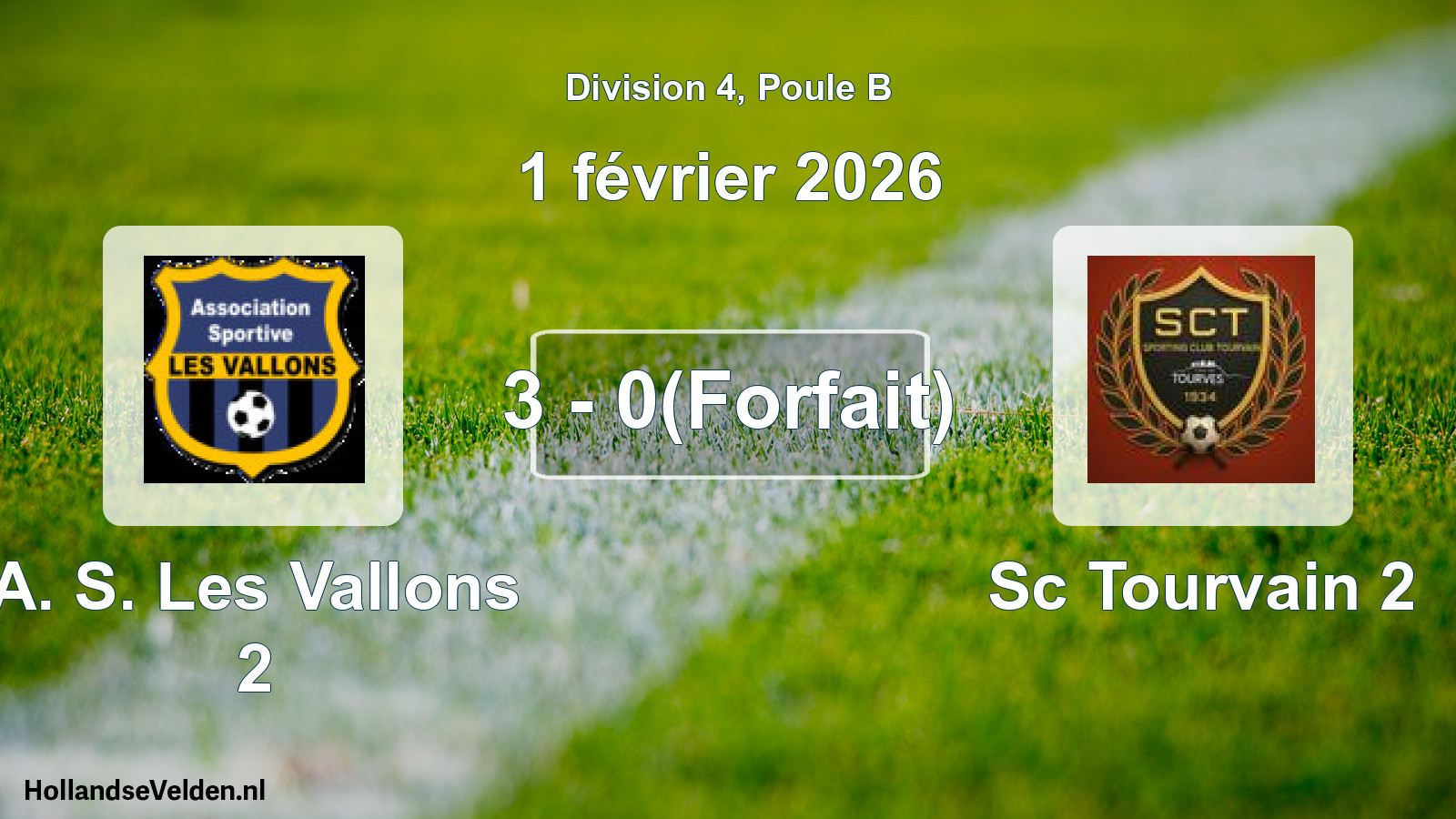Total number of matches played: A. S. Les Vallons 2 - Sc Tourvain 2 3 - 0(Forfait) (1 February 2026)