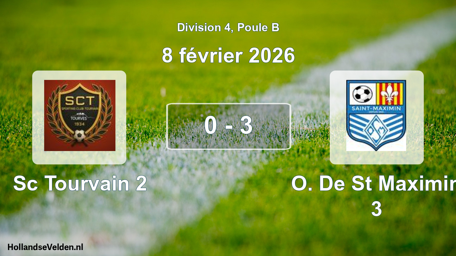 Match joué: Sc Tourvain 2 - O. De St Maximin 3 0 - 3 (8 février 2026)