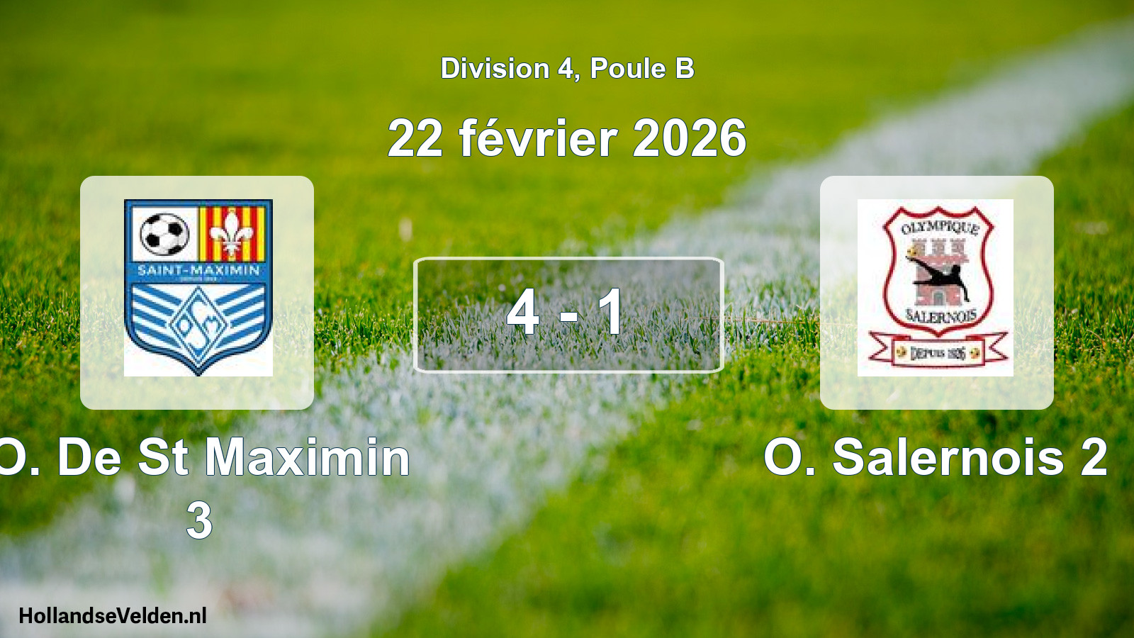 Match joué: O. De St Maximin 3 - O. Salernois 2 4 - 1 (22 février 2026)