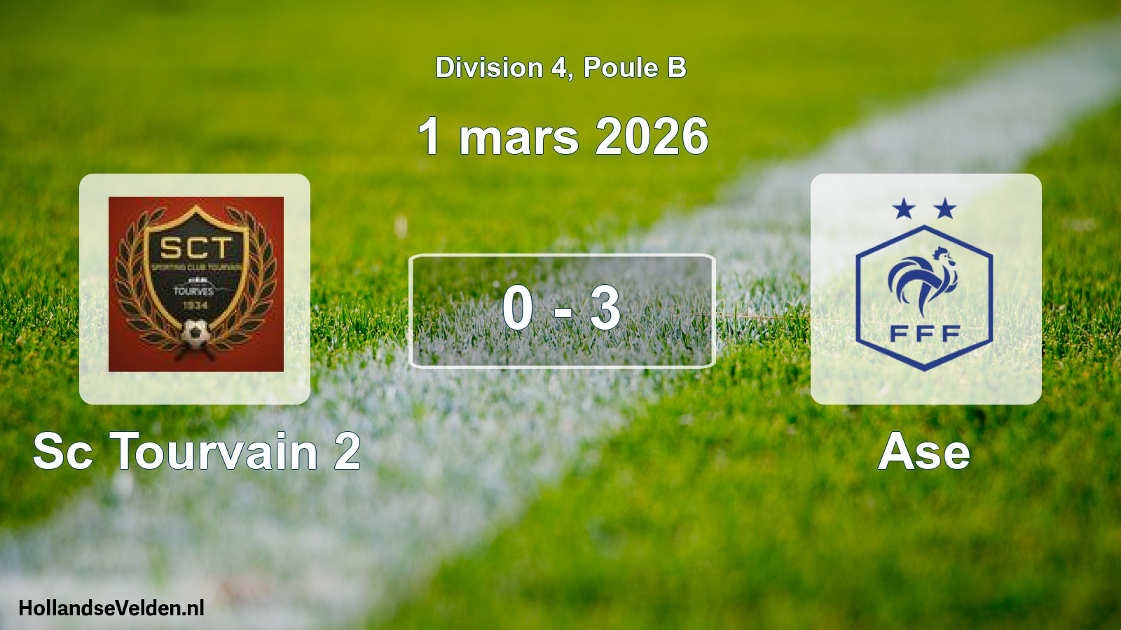 Total number of matches played: Sc Tourvain 2 - Ase 0 - 3 (1 March 2026)