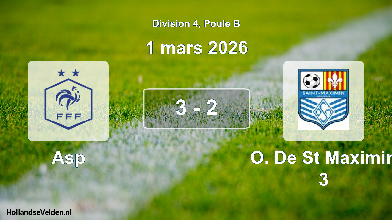 Match joué: Asp - O. De St Maximin 3 3 - 2 (1 mars 2026)