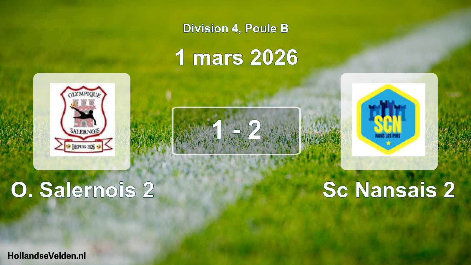 Match joué: O. Salernois 2 - Sc Nansais 2 1 - 2 (1 mars 2026)