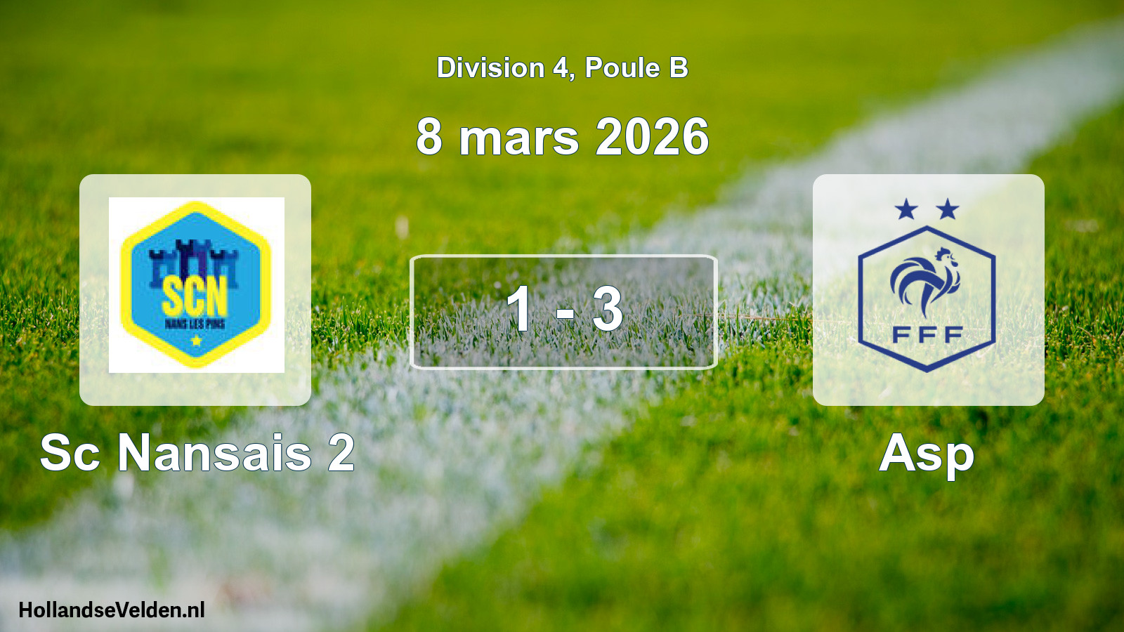 Match joué: Sc Nansais 2 - Asp 1 - 3 (8 mars 2026)