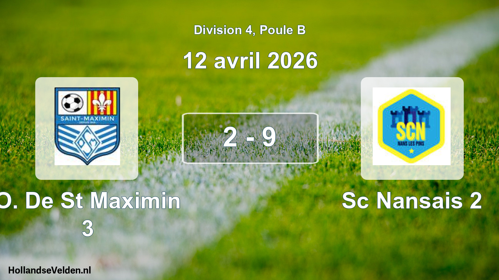 Match joué: O. De St Maximin 3 - Sc Nansais 2 2 - 9 (12 avril 2026)