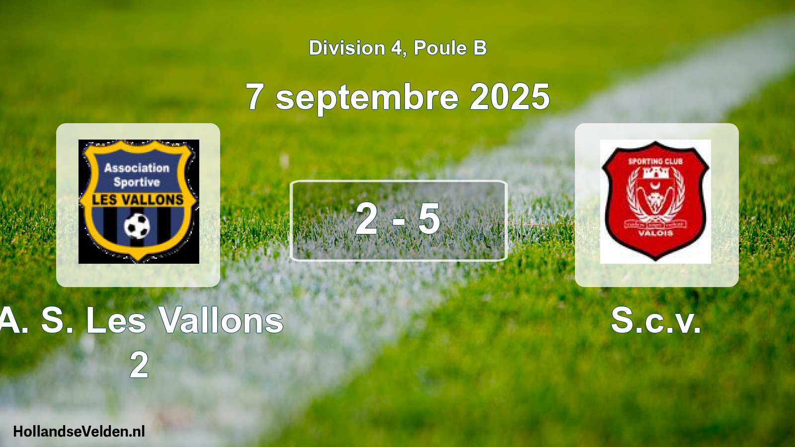 Match joué: A. S. Les Vallons 2 - S.c.v. 2 - 5 (7 septembre 2025)