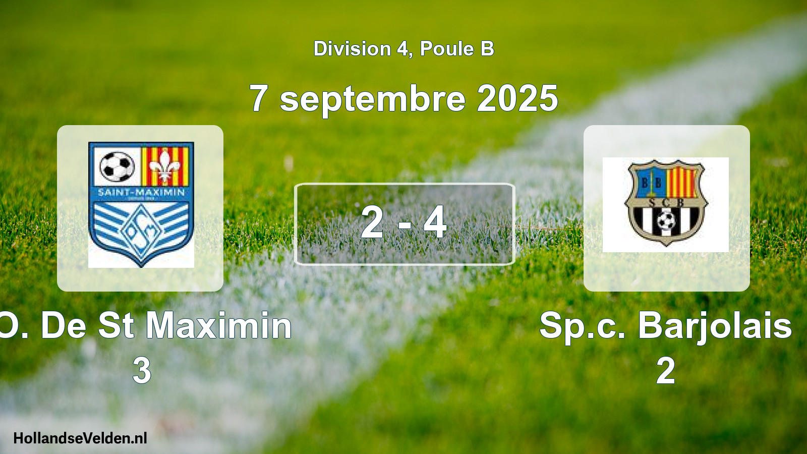 Match joué: O. De St Maximin 3 - Sp.c. Barjolais 2 2 - 4 (7 septembre 2025)