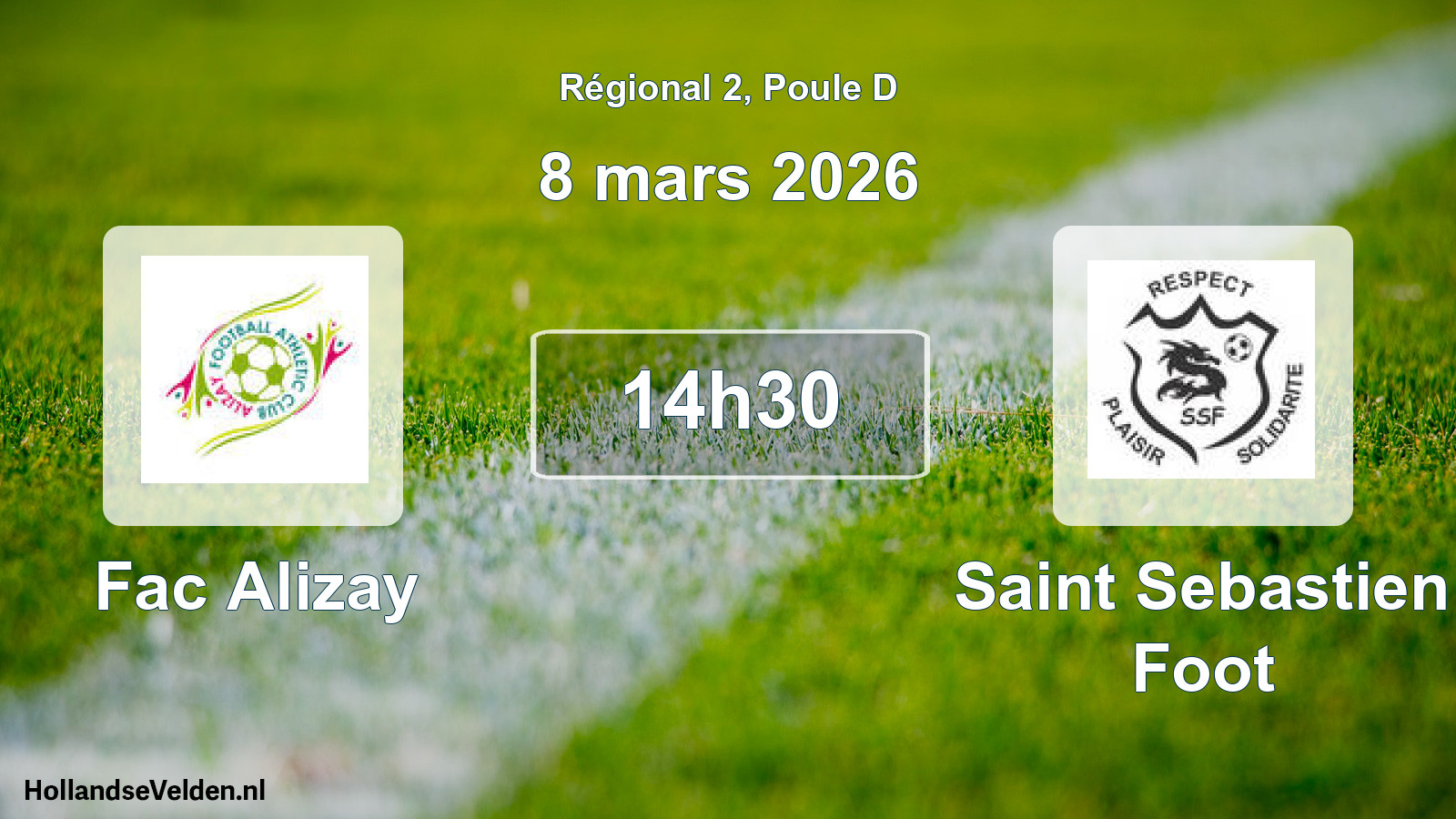 Geplande wedstrijd: Fac Alizay - Saint Sebastien Foot (8 maart 2026)