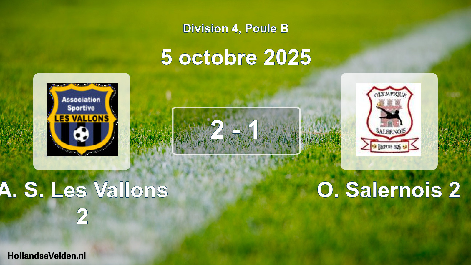 Match joué: A. S. Les Vallons 2 - O. Salernois 2 2 - 1 (5 octobre 2025)