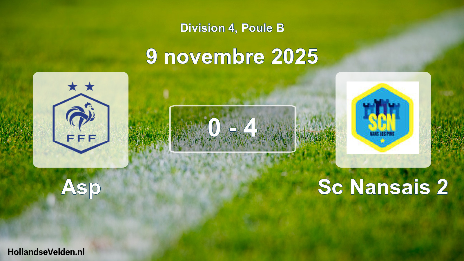 Total number of matches played: Asp - Sc Nansais 2 0 - 4 (9 November 2025)