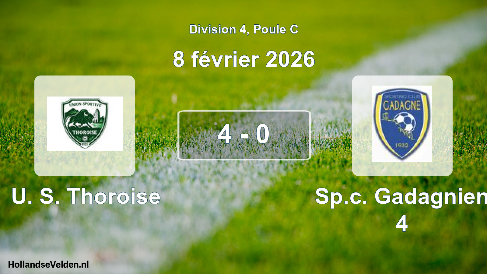 Total number of matches played: U. S. Thoroise - Sp.c. Gadagnien 4 4 - 0 (8 February 2026)