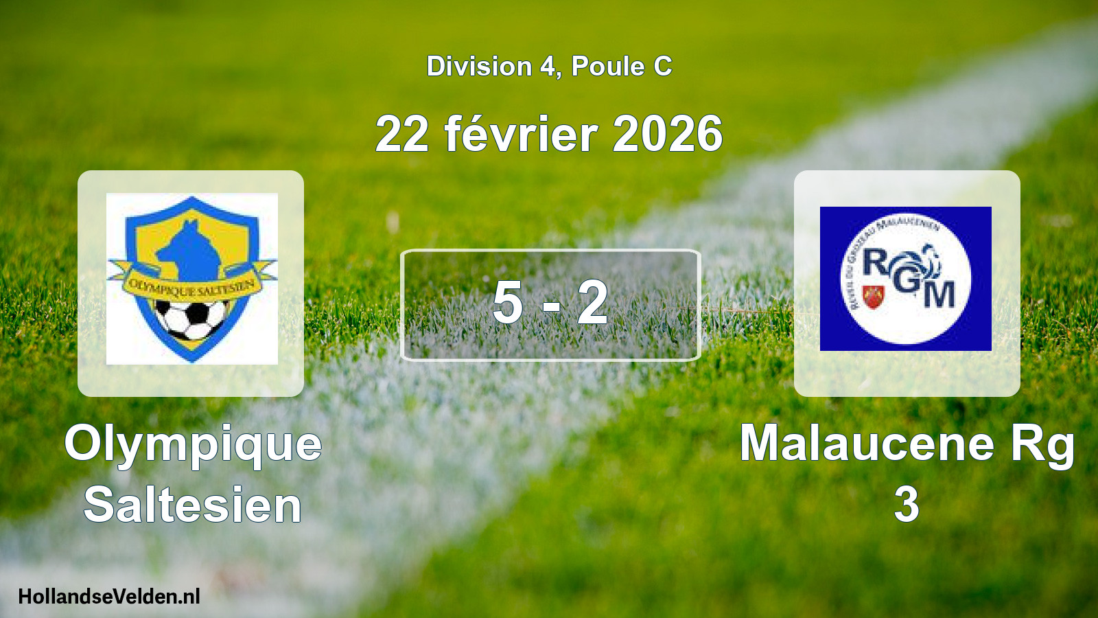 Match joué: Olympique Saltesien - Malaucene Rg 3 5 - 2 (22 février 2026)