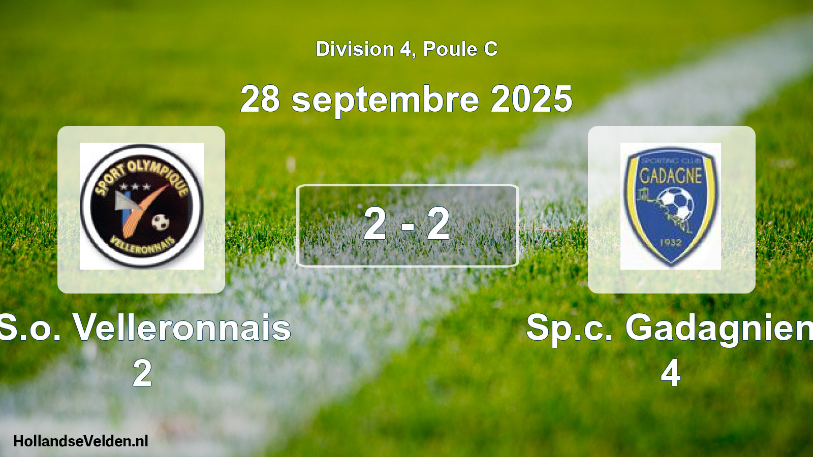 Gespeelde wedstrijd: S.o. Velleronnais 2 - Sp.c. Gadagnien 4 2 - 2 (28 september 2025)