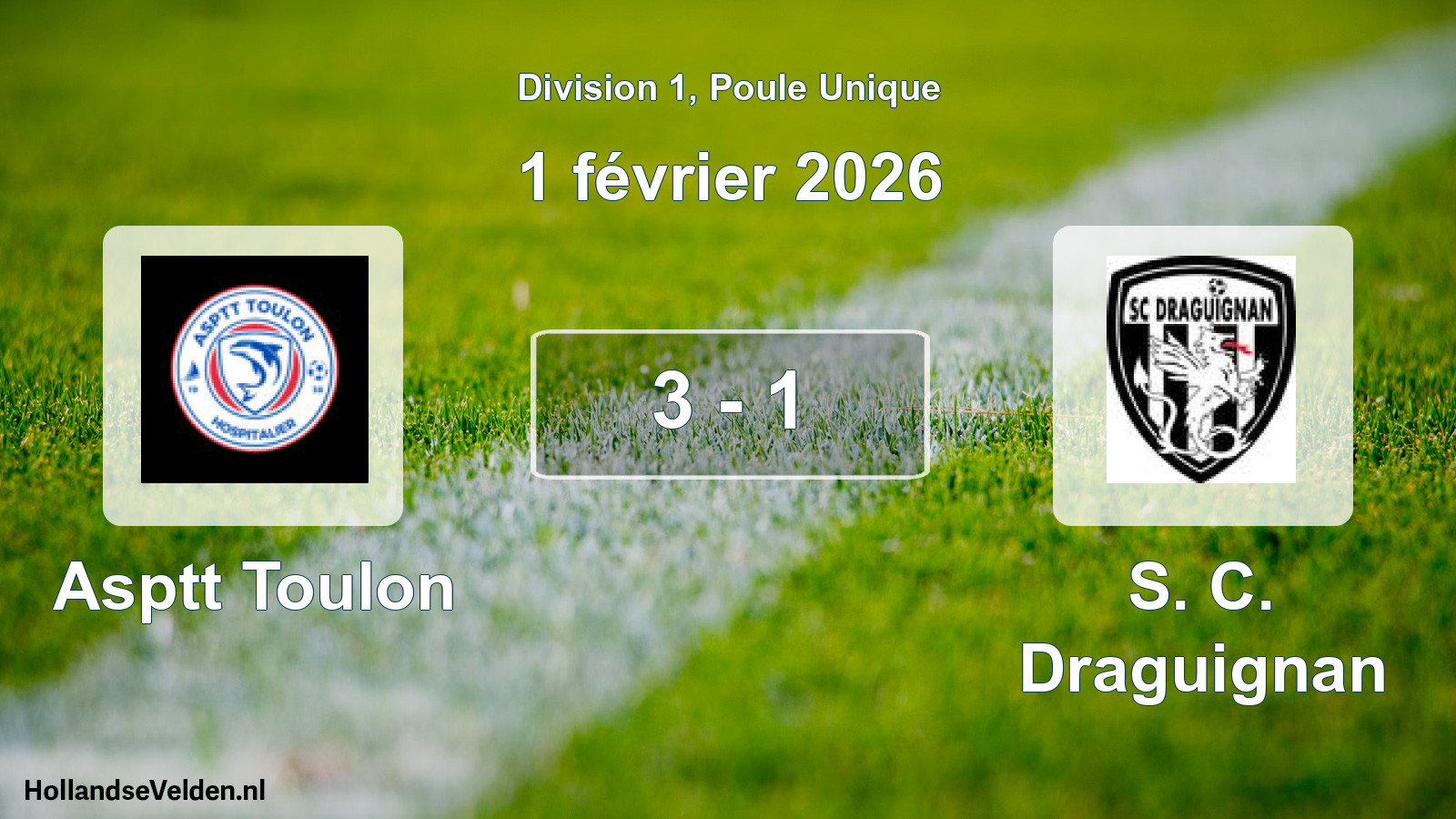 Total number of matches played: Asptt Toulon - S. C. Draguignan 3 - 1 (1 February 2026)