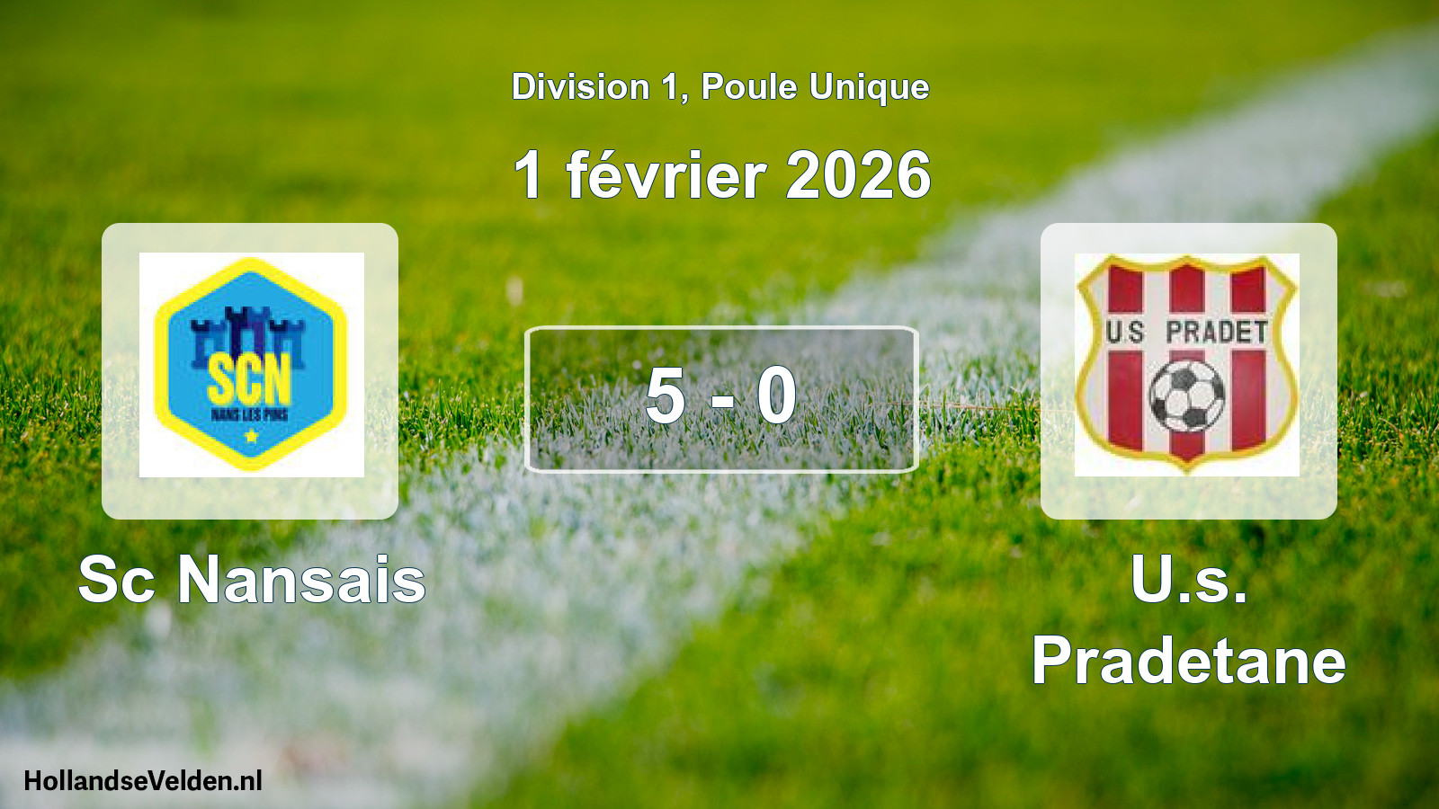 Match joué: Sc Nansais - U.s. Pradetane 5 - 0 (1 février 2026)
