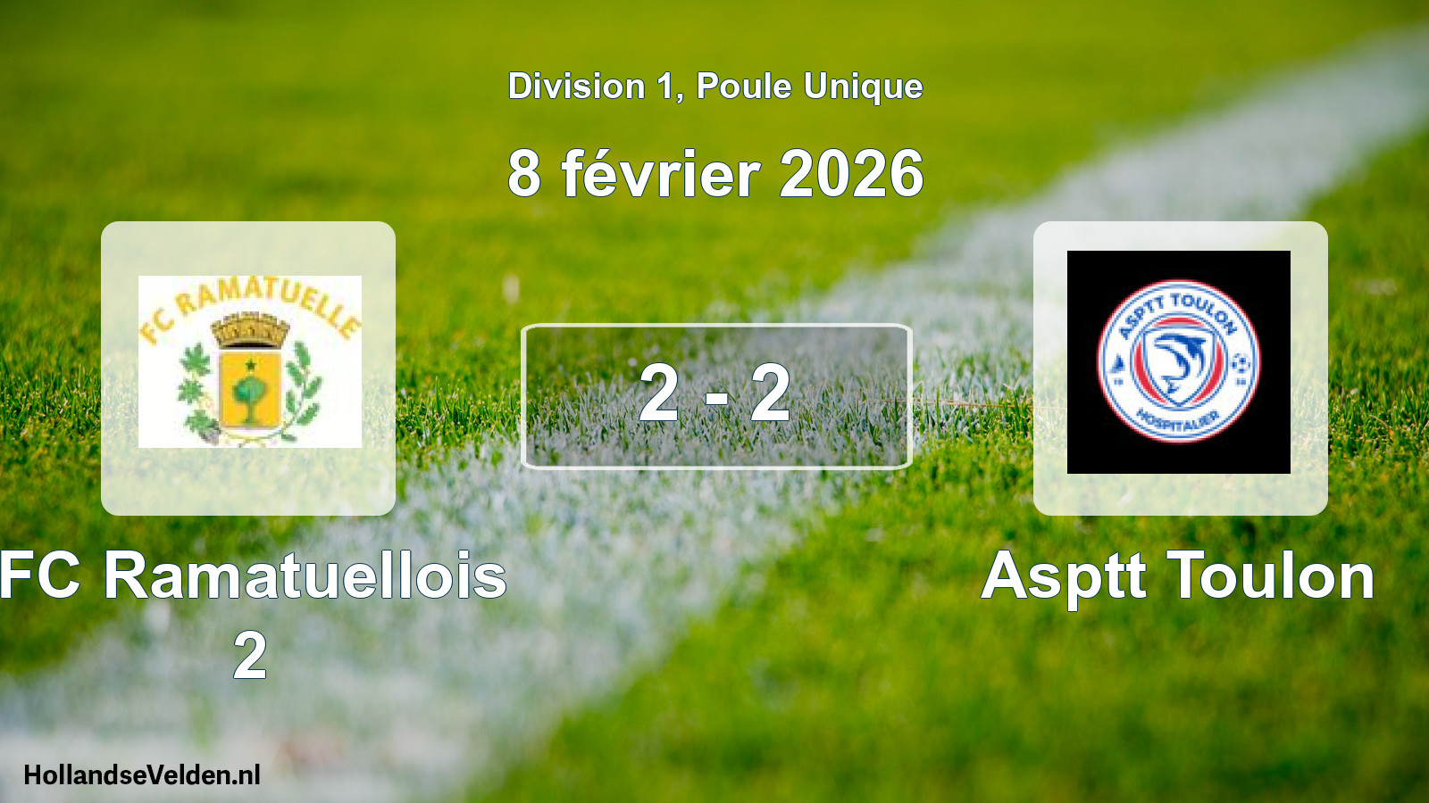 Match joué: FC Ramatuellois 2 - Asptt Toulon 2 - 2 (8 février 2026)