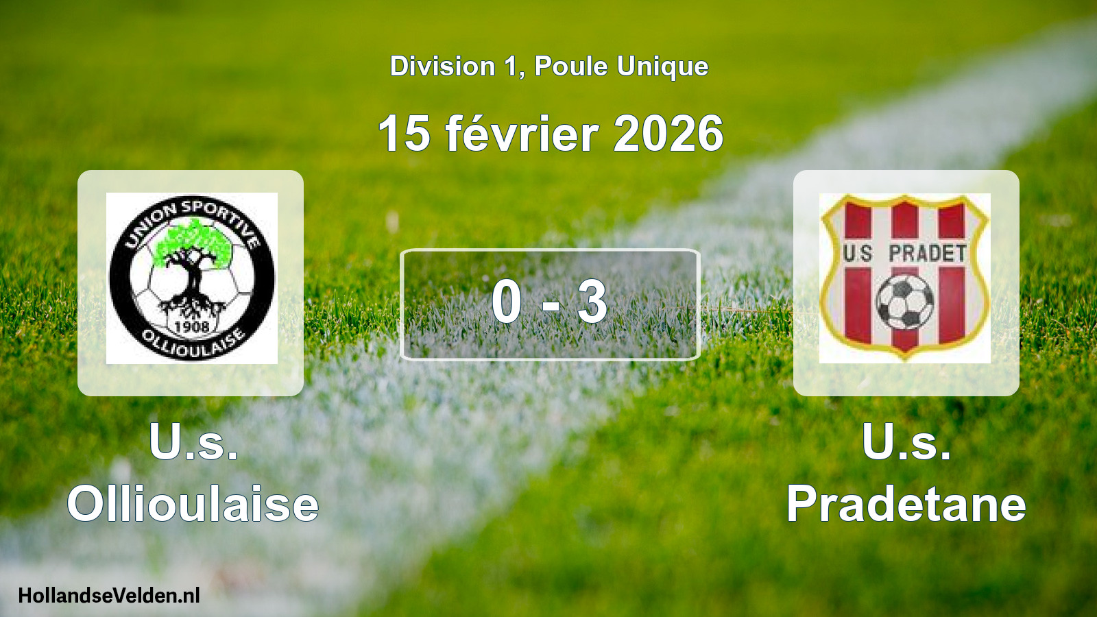 Match joué: U.s. Ollioulaise - U.s. Pradetane 0 - 3 (15 février 2026)