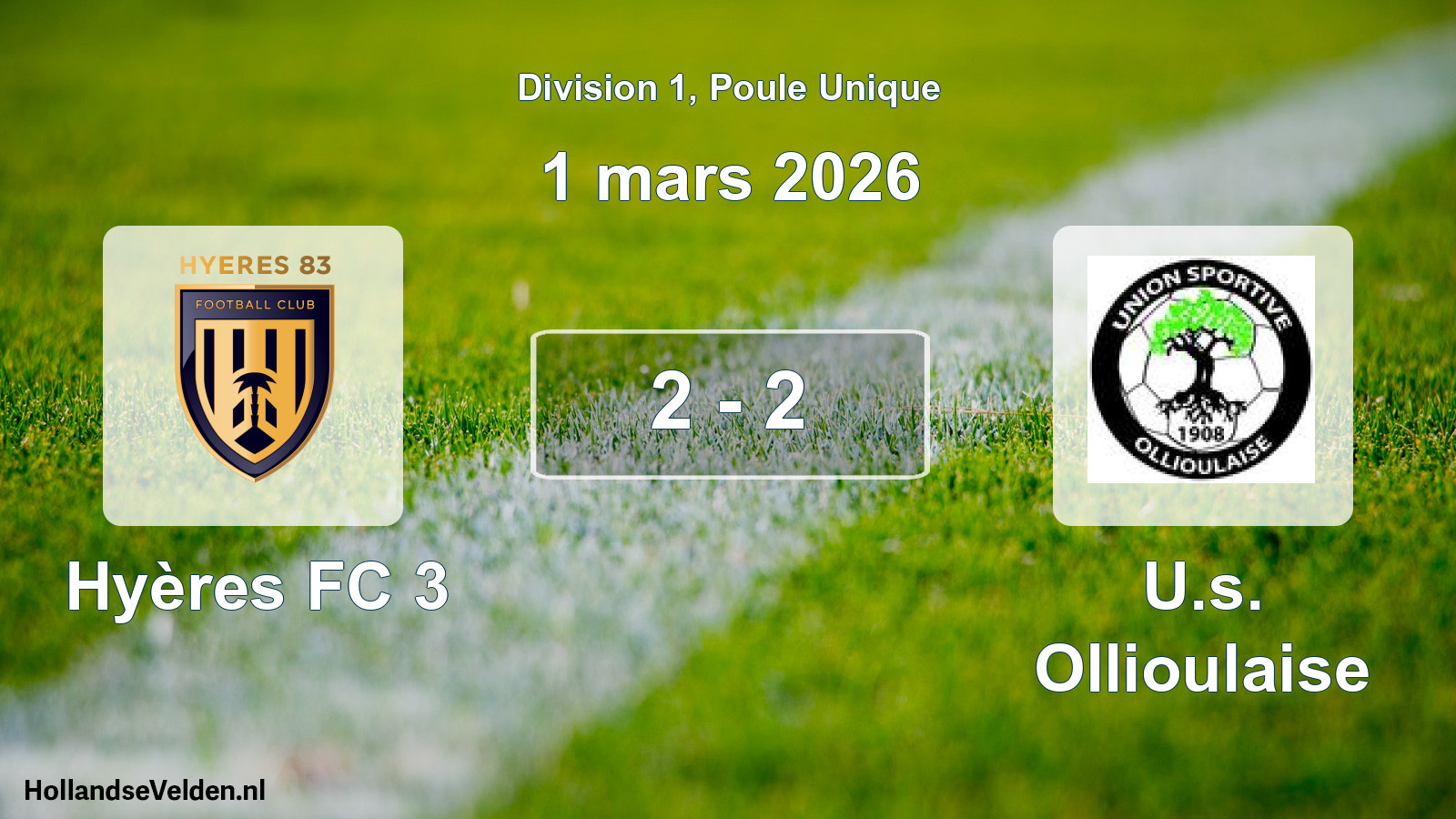 Total number of matches played: Hyères FC 3 - U.s. Ollioulaise 2 - 2 (1 March 2026)