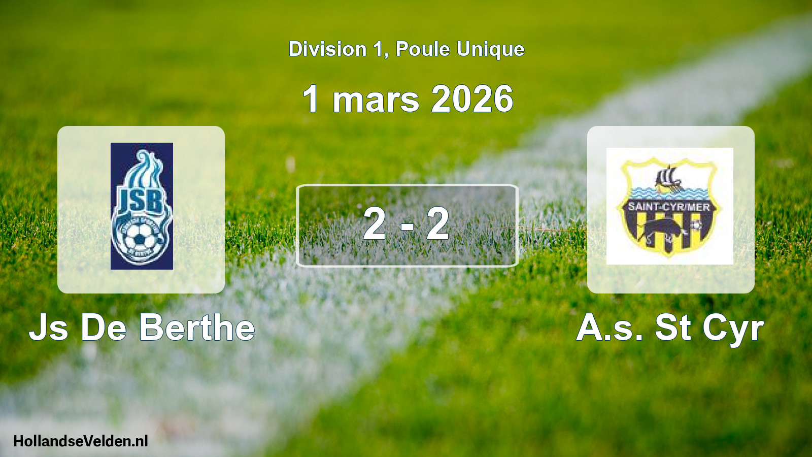 Total number of matches played: Js De Berthe - A.s. St Cyr 2 - 2 (1 March 2026)