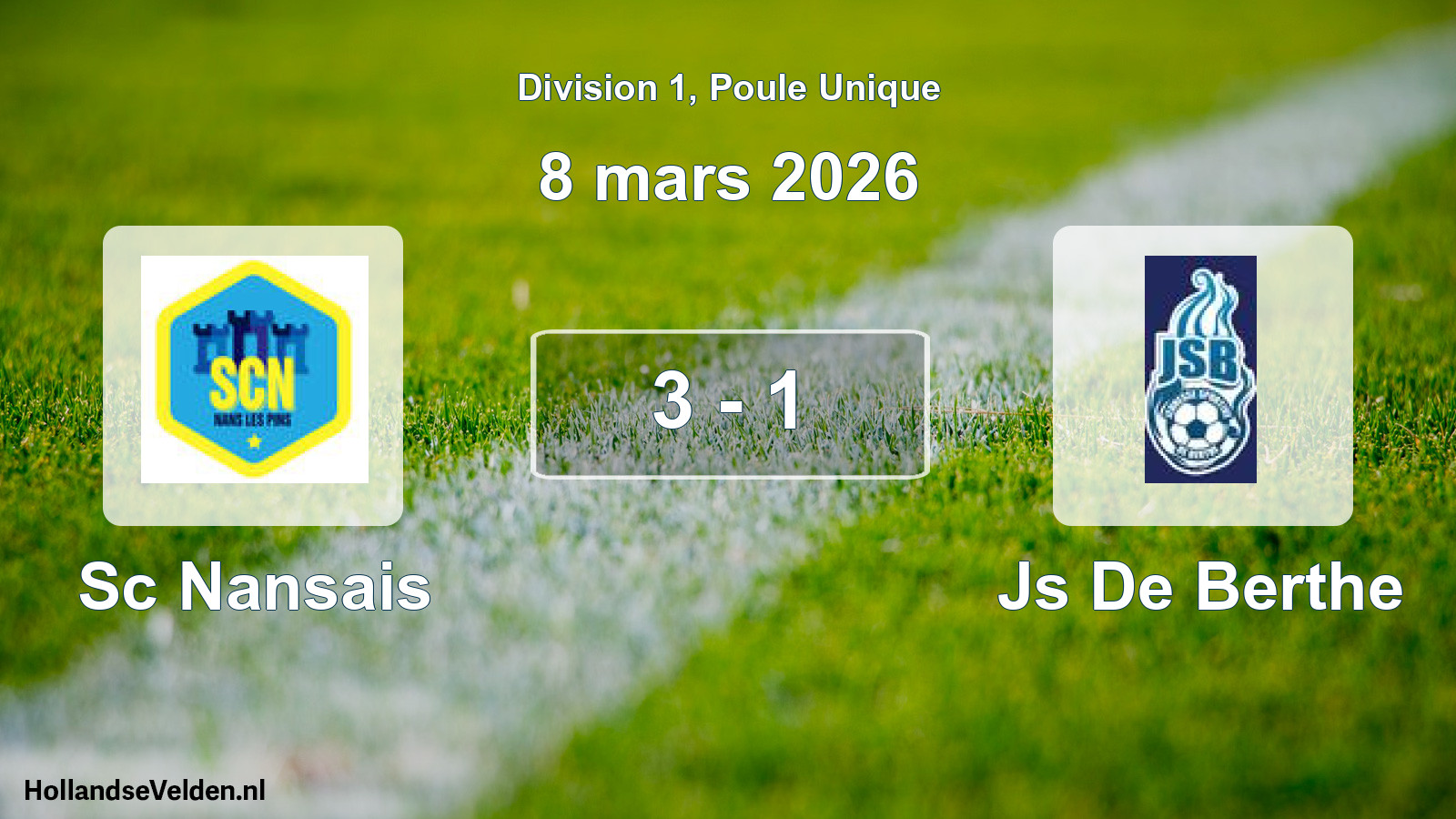 Match joué: Sc Nansais - Js De Berthe 3 - 1 (8 mars 2026)