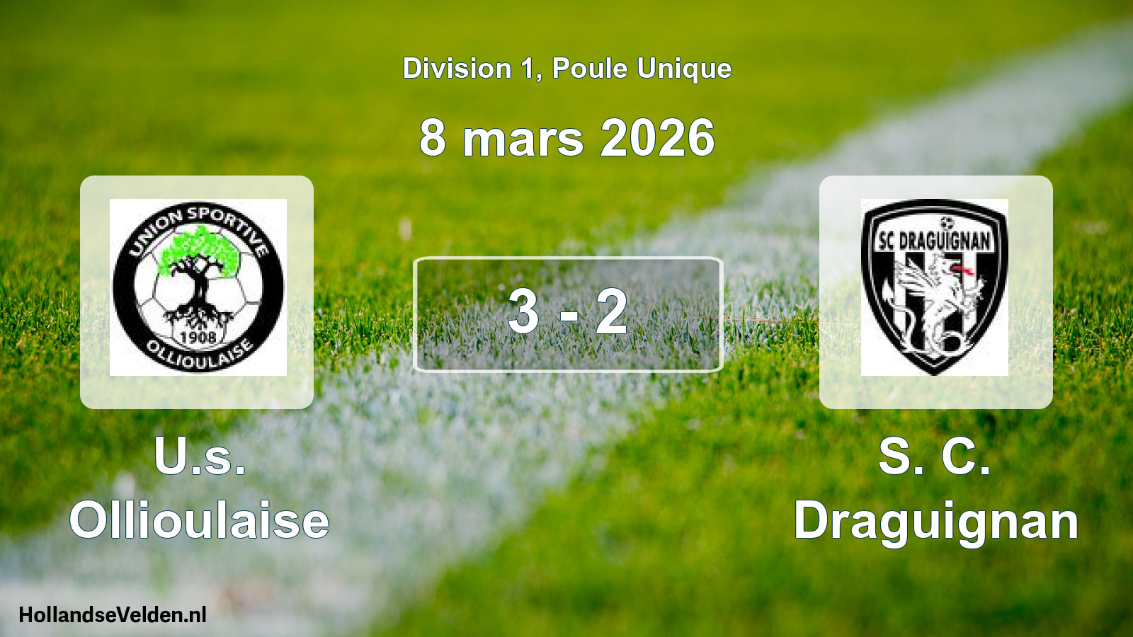 Total number of matches played: U.s. Ollioulaise - S. C. Draguignan 3 - 2 (8 March 2026)