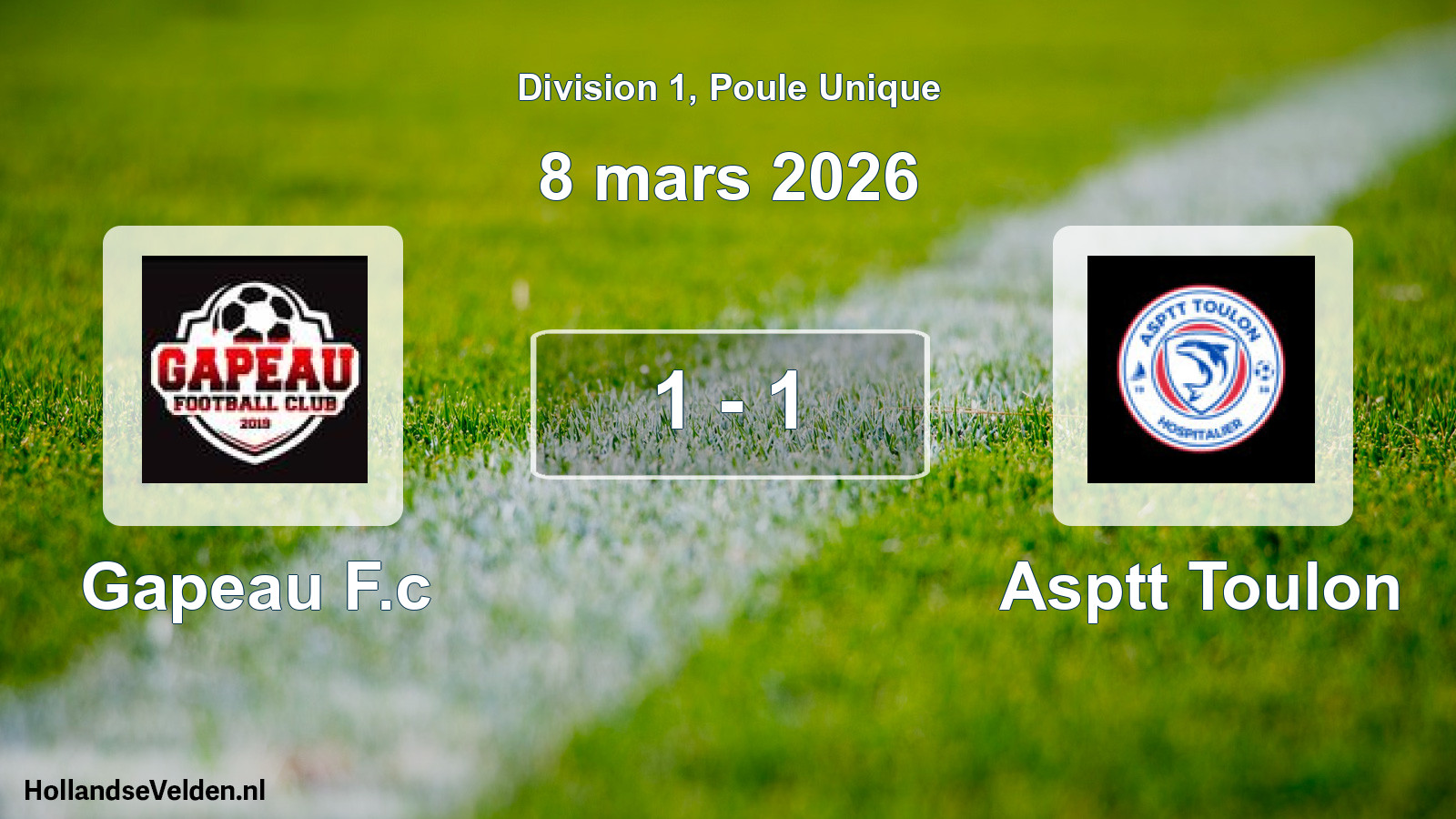 Match joué: Gapeau F.c - Asptt Toulon 1 - 1 (8 mars 2026)