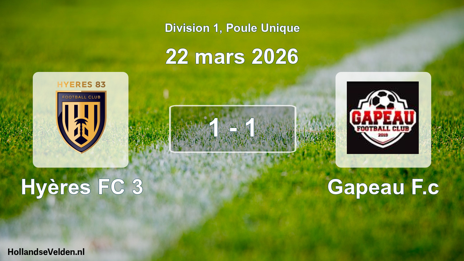 Total number of matches played: Hyères FC 3 - Gapeau F.c 1 - 1 (22 March 2026)