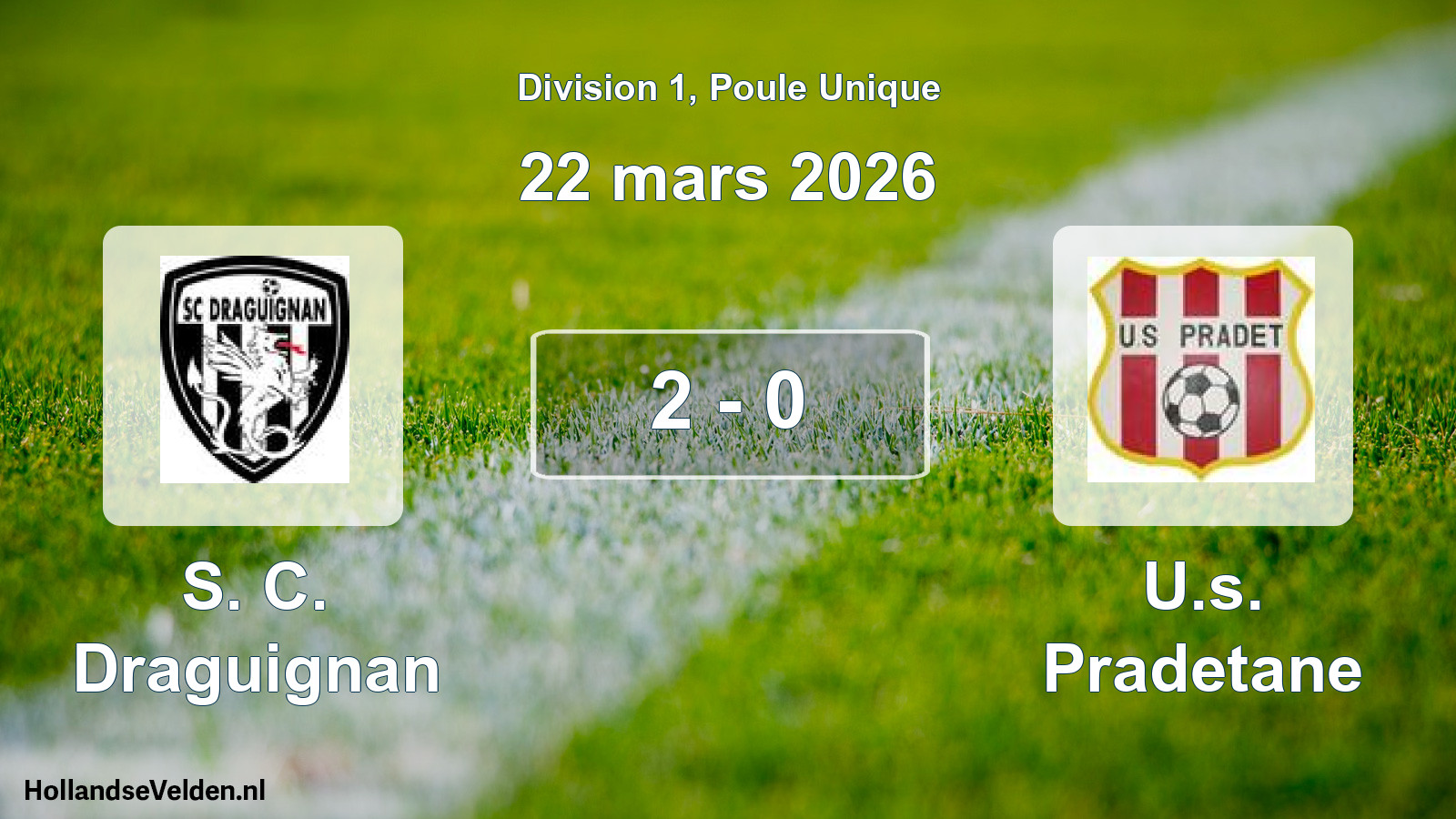 Match joué: S. C. Draguignan - U.s. Pradetane 2 - 0 (22 mars 2026)