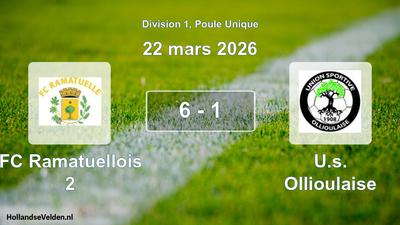 Total number of matches played: FC Ramatuellois 2 - U.s. Ollioulaise 6 - 1 (22 March 2026)