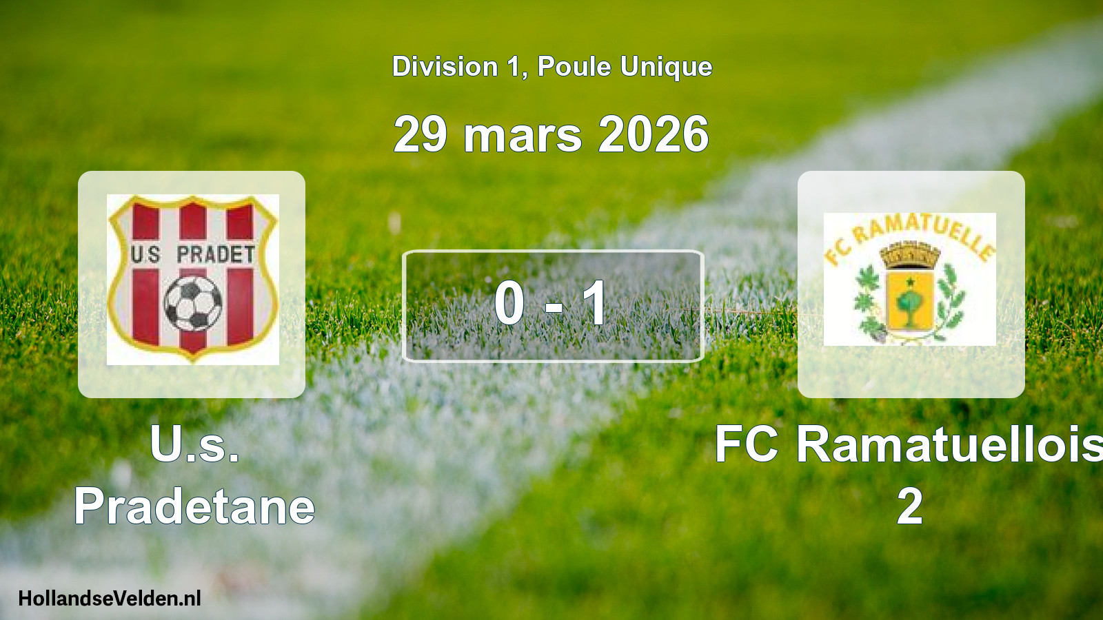 Match joué: U.s. Pradetane - FC Ramatuellois 2 0 - 1 (29 mars 2026)