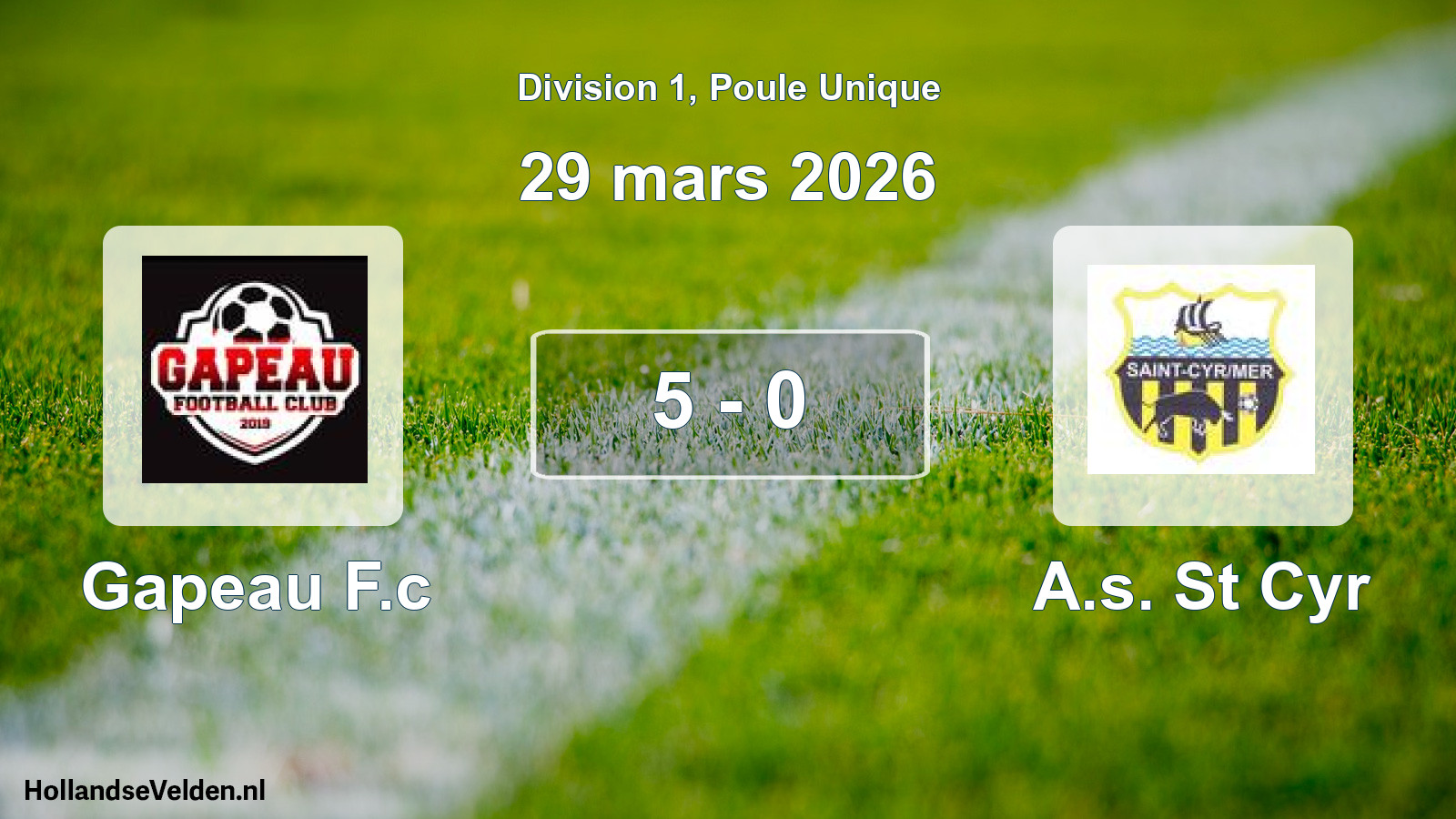 Total number of matches played: Gapeau F.c - A.s. St Cyr 5 - 0 (29 March 2026)