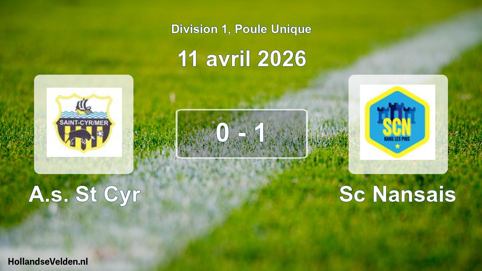 Match joué: A.s. St Cyr - Sc Nansais 0 - 1 (11 avril 2026)