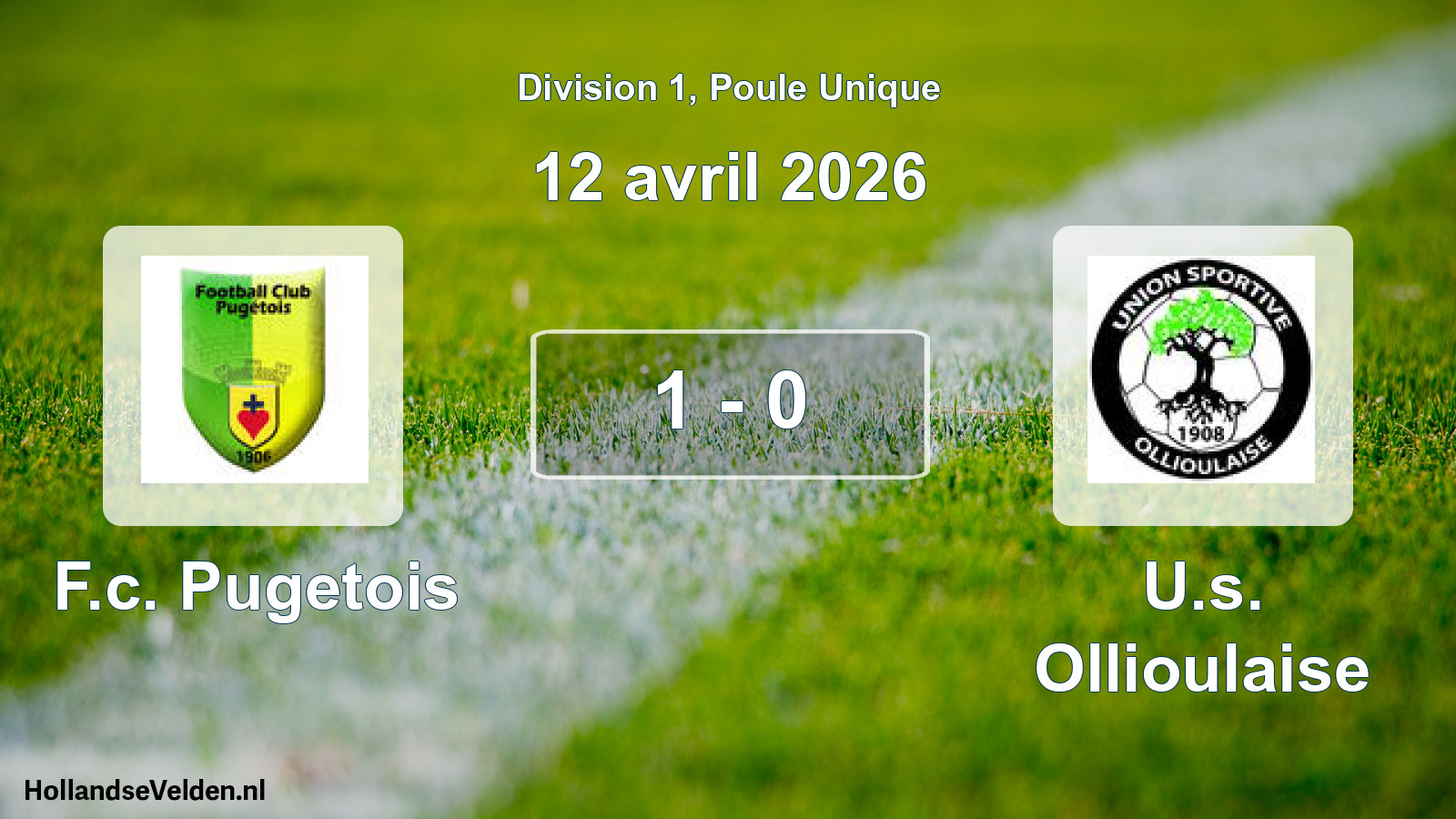 Match joué: F.c. Pugetois - U.s. Ollioulaise 1 - 0 (12 avril 2026)