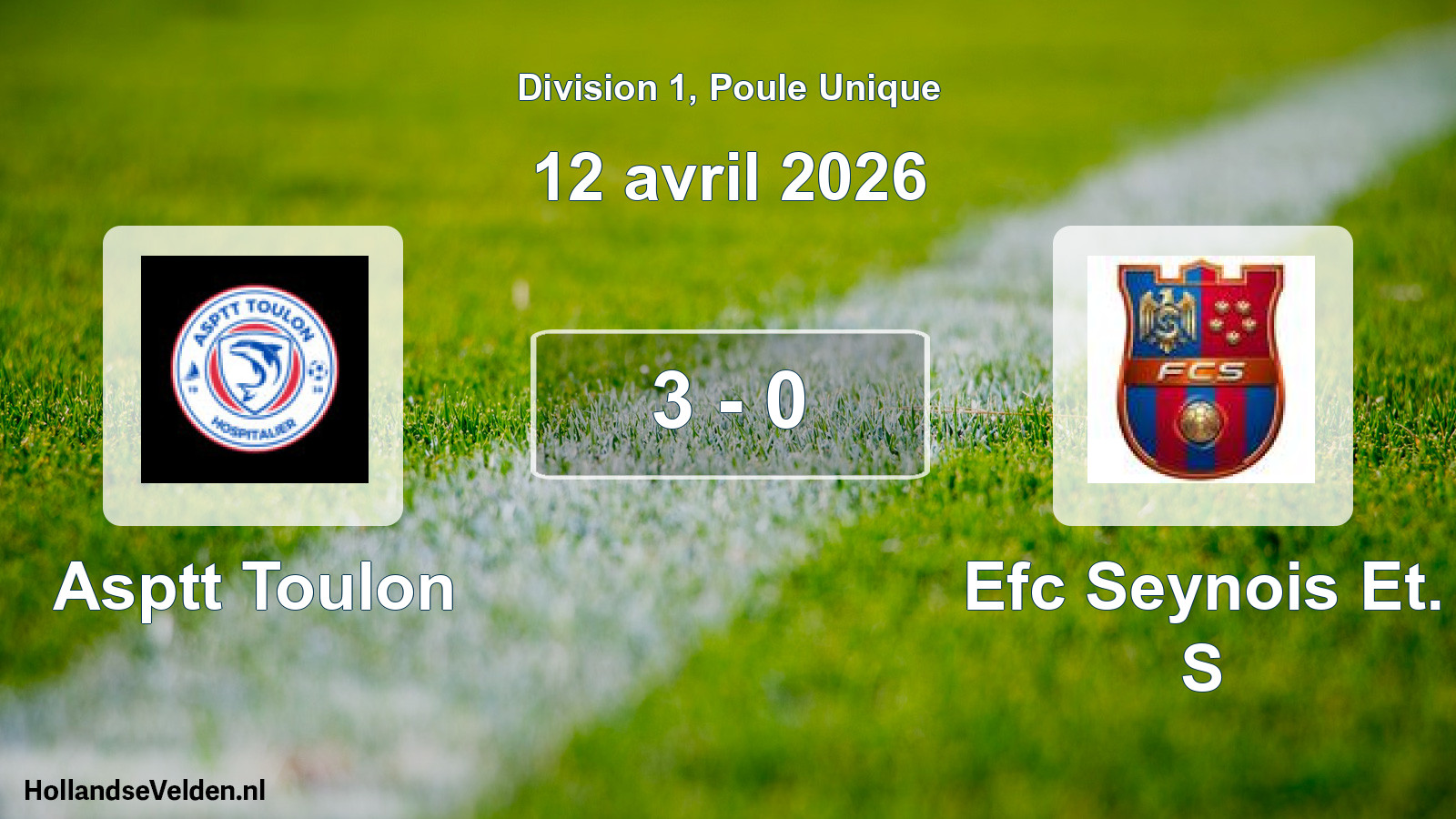 Total number of matches played: Asptt Toulon - Efc Seynois Et. S 3 - 0 (12 April 2026)