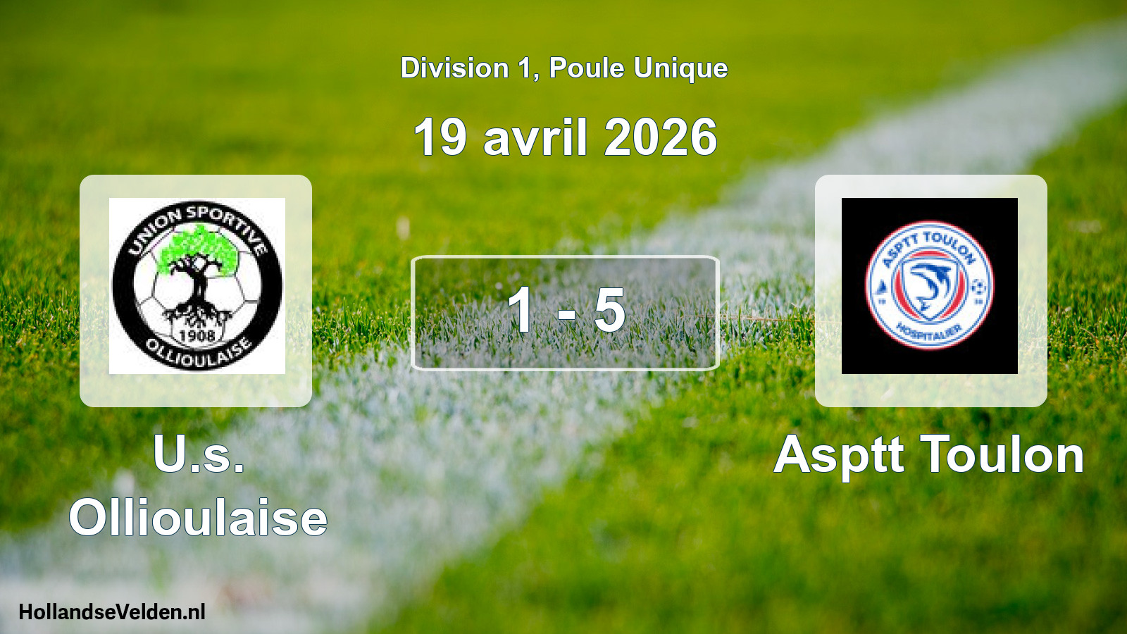 Total number of matches played: U.s. Ollioulaise - Asptt Toulon 1 - 5 (19 April 2026)