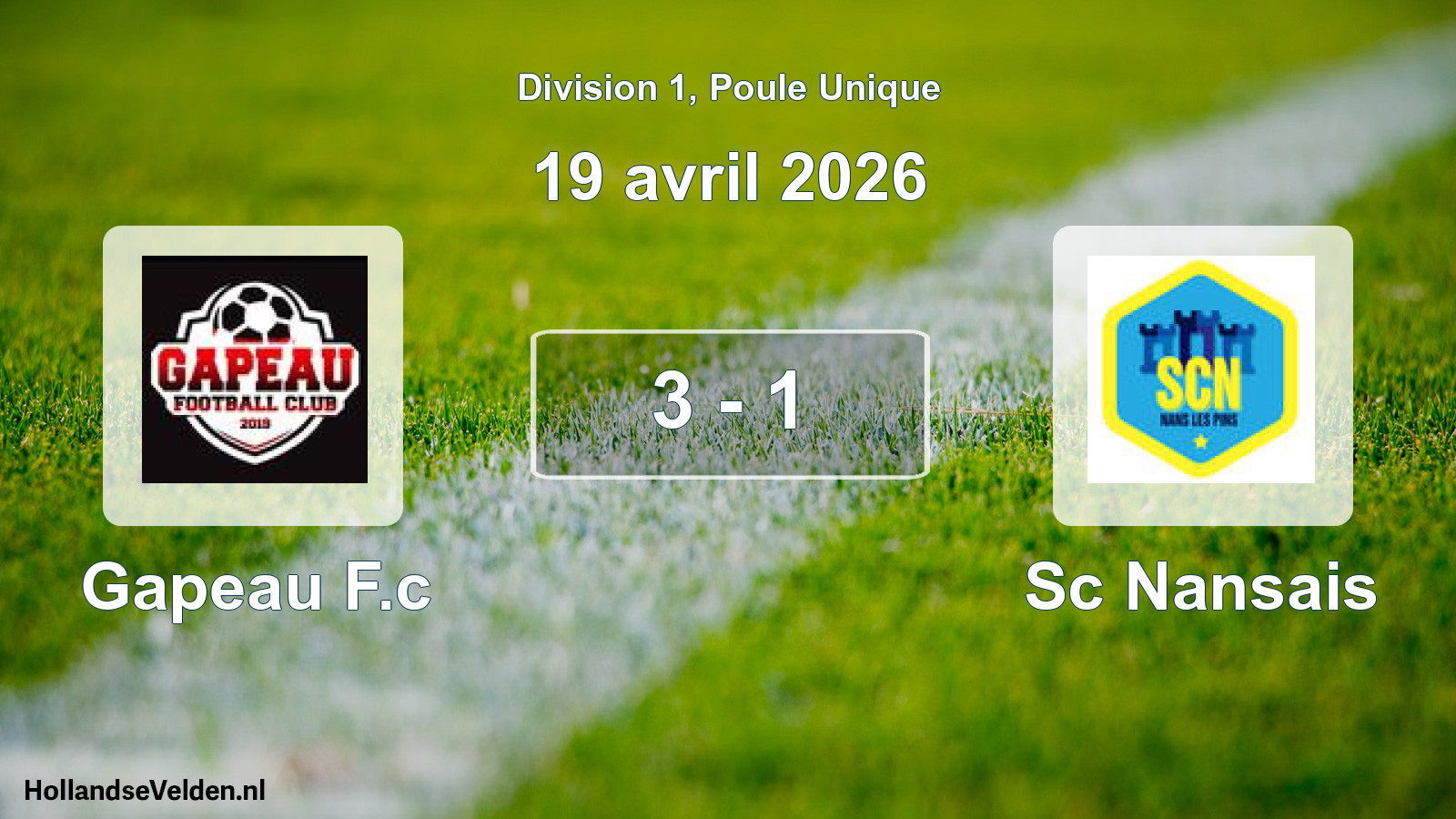Total number of matches played: Gapeau F.c - Sc Nansais 3 - 1 (19 April 2026)